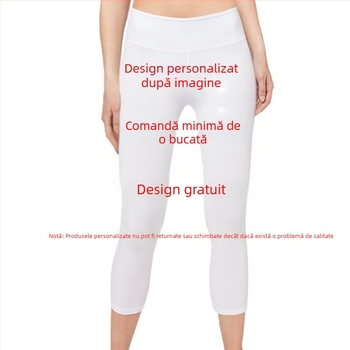 2026 Pantaloni capri pentru yoga, imprimare anchor, subțiri, croială Slim Fit, material Milk Silk