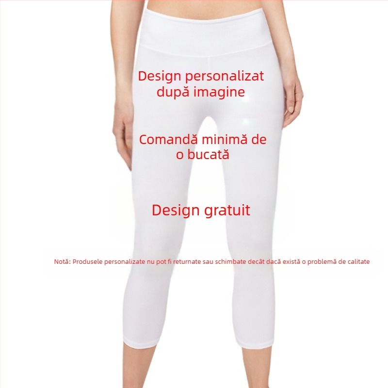 2026 Pantaloni capri pentru yoga, imprimare anchor, subțiri, croială Slim Fit, material Milk Silk