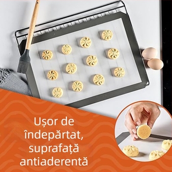 Covoraș de copt din silicon, 42 × 29,5 cm, mat pentru cuptor, rezistent la temperaturi înalte, bucătărie