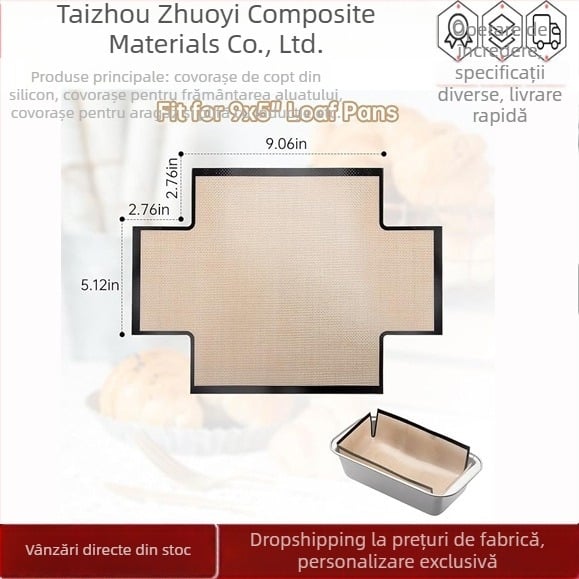 Covoraș de copt din silicon pentru toast și pâine, antiaderent, mai gros, ușor de curățat, 56×21 cm.