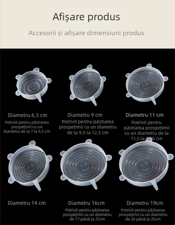 Capac din silicon alimentar universal, reutilizabil, etanș pentru boluri de uz casnic