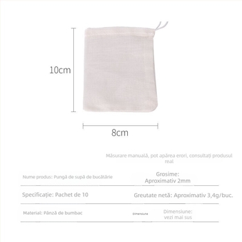 Sac filtrant din bumbac pentru ceai și decocturi, pungă tifon