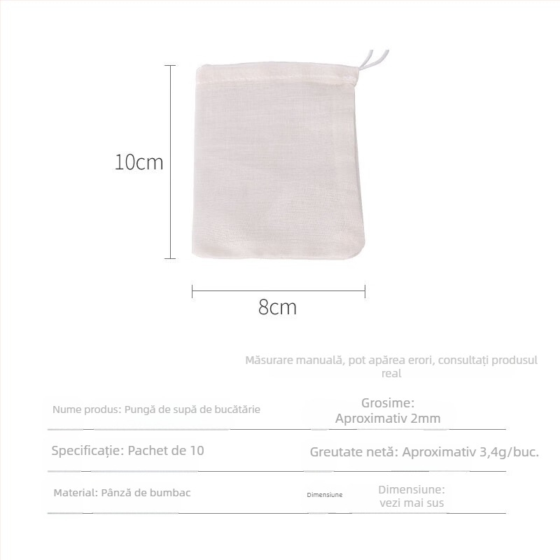 Sac filtrant din bumbac pentru ceai și decocturi, pungă tifon