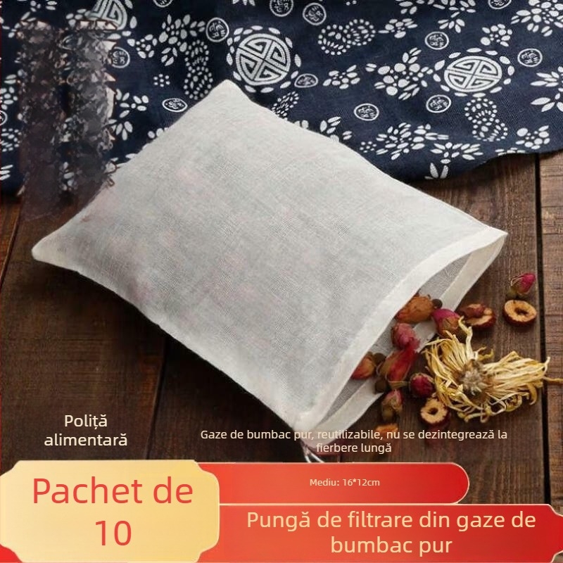 Sac filtrant din bumbac pentru ceai și decocturi, pungă tifon