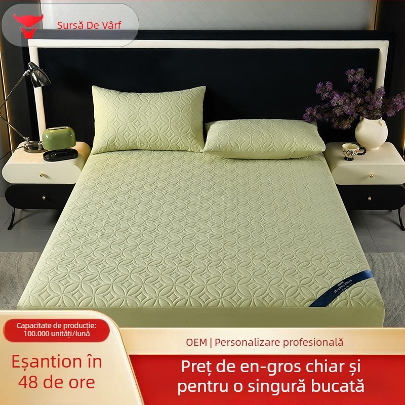 Protecție pentru saltea cu design din monede de cupru și umplutură din bumbac, impermeabilă, pentru toate anotimpurile, antialunecare, respirabilă, rezistentă la urină, acoperire completă a saltelei