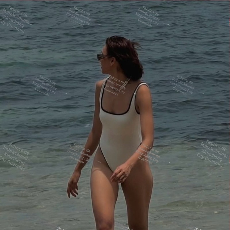 Costum de baie întreg, culoare solidă, pentru femei, cu burete pentru bust, spate deschis, croială slim pentru vacanțe și înot la spa