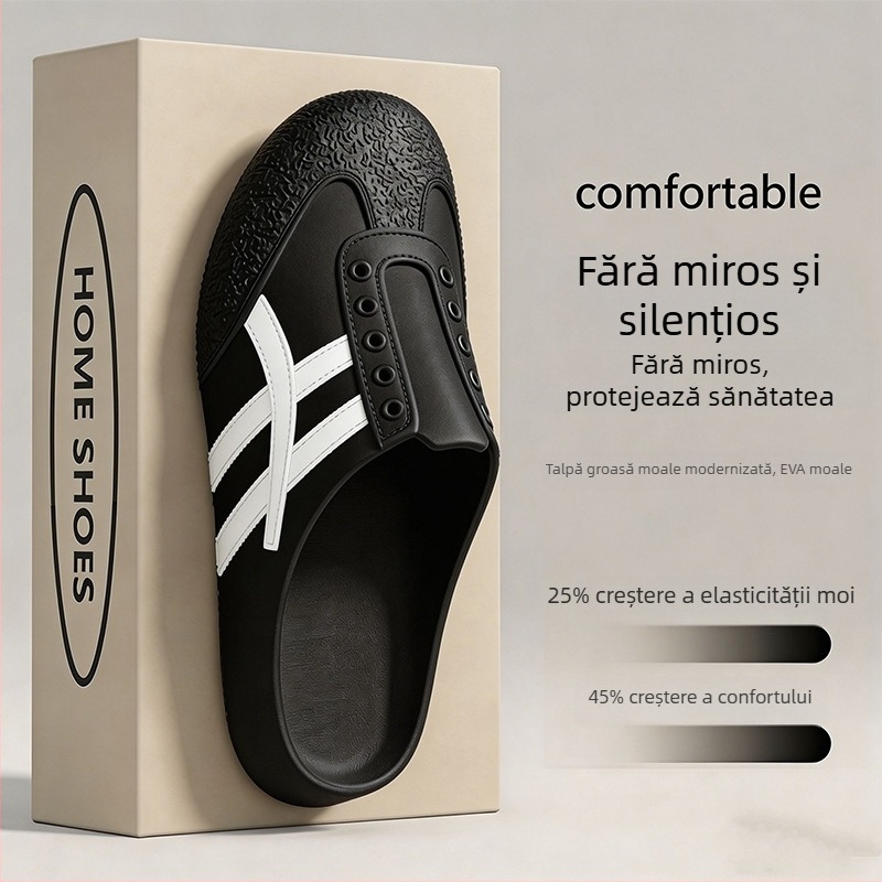 Șlapi pentru femei cu talpă groasă, vârf închis, talpă antiderapantă, încălțăminte de vară, versatile și moderne.