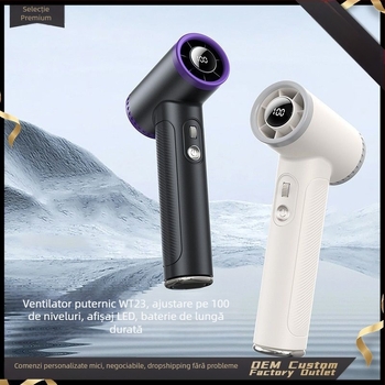 Ventilator de mână cu încărcare USB, flux de aer înalt pentru exterior, compact și portabil, cu 100 trepte de viteză