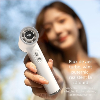 Ventilator de mână cu încărcare USB, flux de aer înalt pentru exterior, compact și portabil, cu 100 trepte de viteză