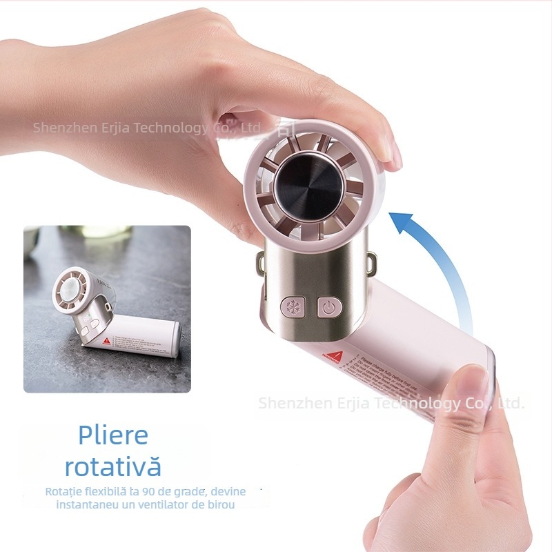 Ventilator de mână pentru răcire rapidă, pliabil și portabil, cu baterie încorporată – ventilator turbo cu răcire pe bază de semiconductor
