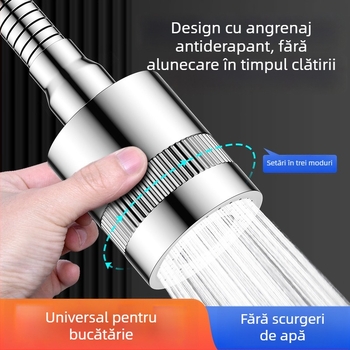 Extensie pentru robinet cu cap de duș de bucătărie rotativ, aerator cu trei trepte și filtru universal de creștere a presiunii