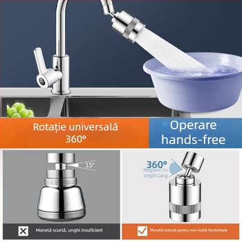 Extensie pentru robinet cu cap de duș de bucătărie rotativ, aerator cu trei trepte și filtru universal de creștere a presiunii