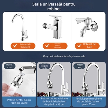 Extensie pentru robinet cu cap de duș de bucătărie rotativ, aerator cu trei trepte și filtru universal de creștere a presiunii