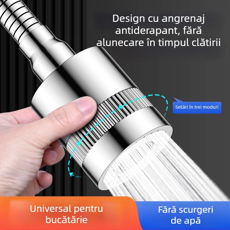 Extensie pentru robinet cu cap de duș de bucătărie rotativ, aerator cu trei trepte și filtru universal de creștere a presiunii