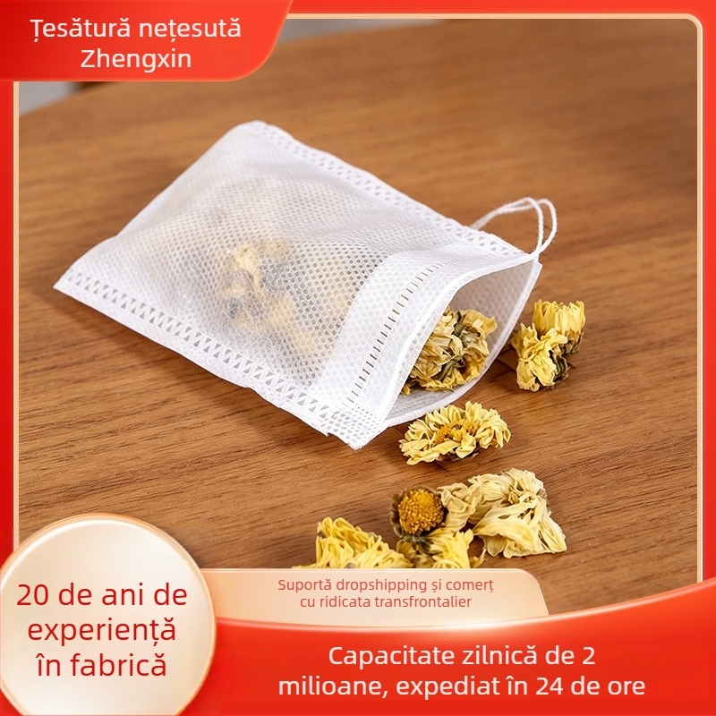 12×16 pungi de ceai din material nețesut pentru decoctarea plantelor și filtrarea supei, cu șnur, pentru baie de picioare cu plante