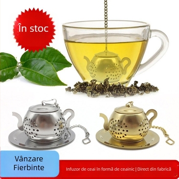 Filtru de ceai din oțel inoxidabil 304 auriu, bilă de ceai și accesorii pentru ceainic cu cană ceramică