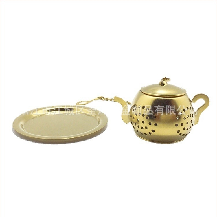 Filtru de ceai din oțel inoxidabil 304 auriu, bilă de ceai și accesorii pentru ceainic cu cană ceramică