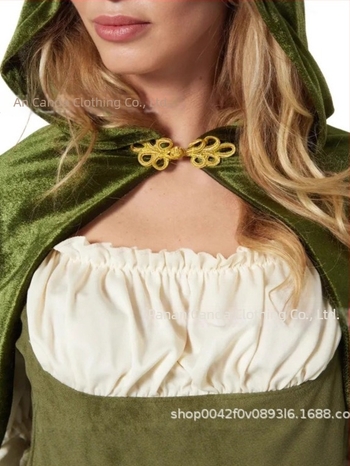 Set fustă și mantie din velur verde, în rolul Robin Hood, pentru femei, cosplay medieval nordic