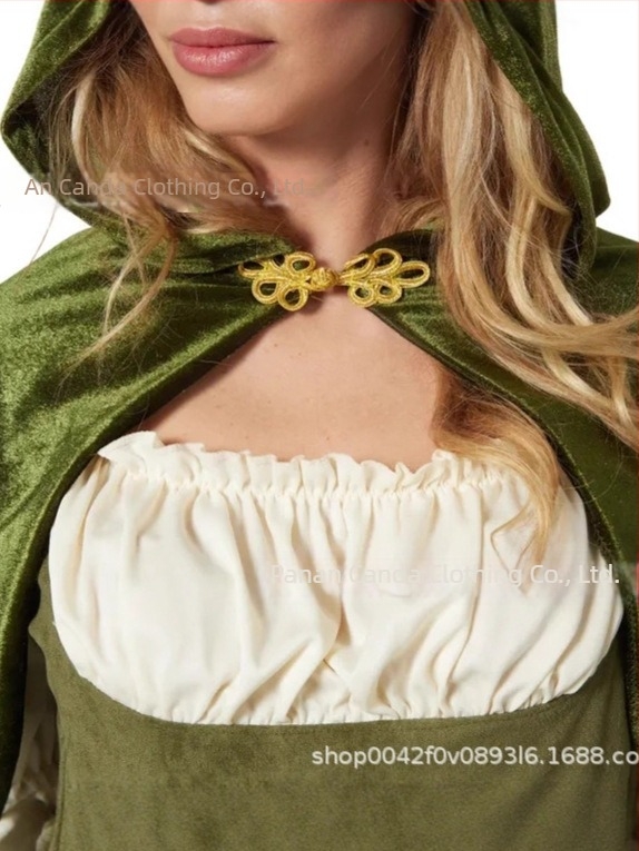 Set fustă și mantie din velur verde, în rolul Robin Hood, pentru femei, cosplay medieval nordic