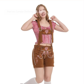 Salopetă unisex maro imprimată pentru Oktoberfest — costum clasic de cosplay