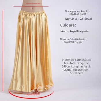 Rochie nouă pentru belly dance în stil european-american, rochie modernă pentru dans indian pentru reprezentații, cu deschidere dublă, lungă și vaporoasă pentru femei