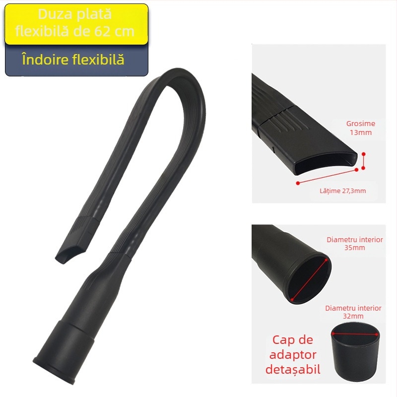 Cap de aspirator pentru uz casnic cu extensie, duză plată moale, telescopică, aspirație plată lungă, accesorii universale 3235