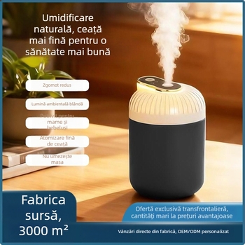 Umidificator USB portabil pentru casă și mașină, silențios, corp rotund din ABS, 1 ieșire ceață, lumină difuză, compact