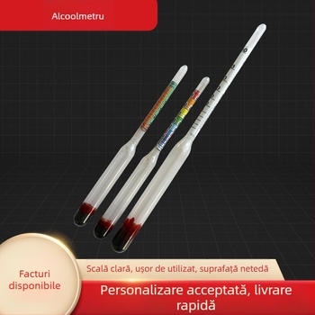 Alcoolometru portabil din sticlă, măsurare precisă 0–100° pentru băuturi