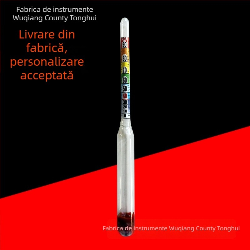 Alcoolometru portabil din sticlă, măsurare precisă 0–100° pentru băuturi