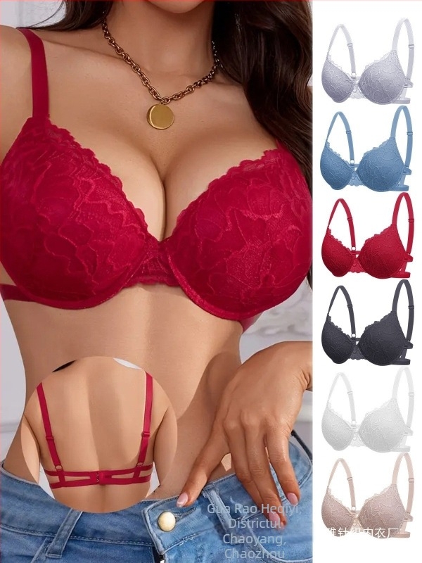 Sutien din dantelă, mărime mare, cu spate decupat, bretele reglabile, design sexy