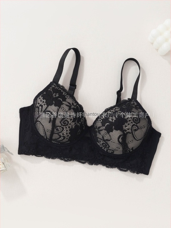 Tume Xiyin sutien push-up dantelat cu inel metalic, bretele reglabile, cupă 3/4, respirabil, lenjerie sexy pentru femei