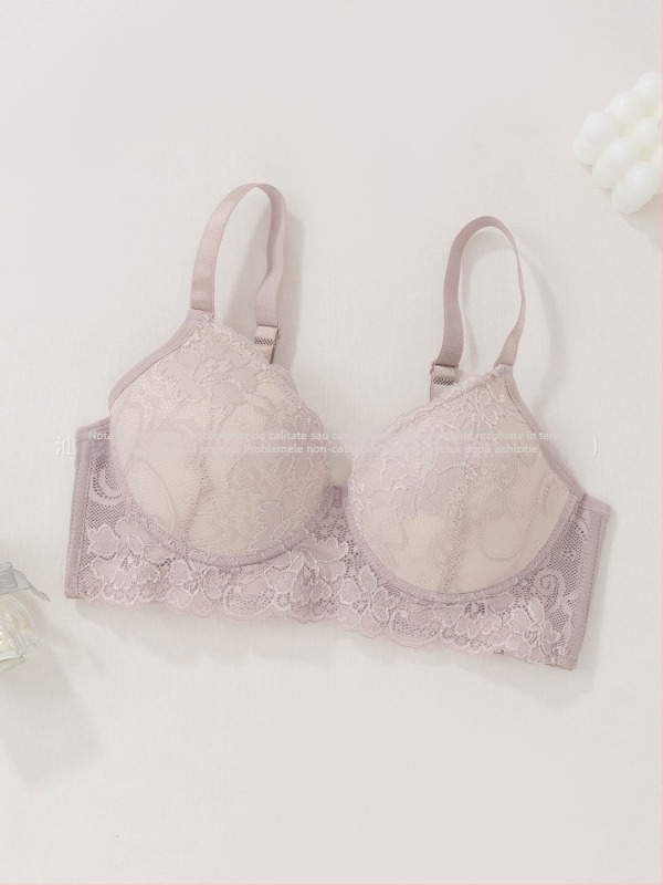 Tume Xiyin sutien push-up dantelat cu inel metalic, bretele reglabile, cupă 3/4, respirabil, lenjerie sexy pentru femei