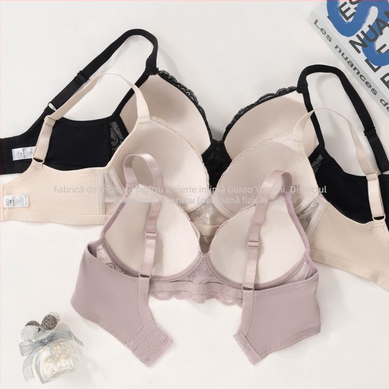 Tume Xiyin sutien push-up dantelat cu inel metalic, bretele reglabile, cupă 3/4, respirabil, lenjerie sexy pentru femei