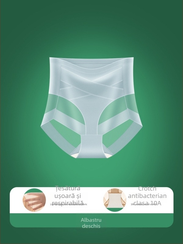 Pantaloni de remodelare postnatal cu bretele încrucișate, Ice Silk, plasă, talie înaltă, căptușeală antibacteriană din mătase la zona inghinală