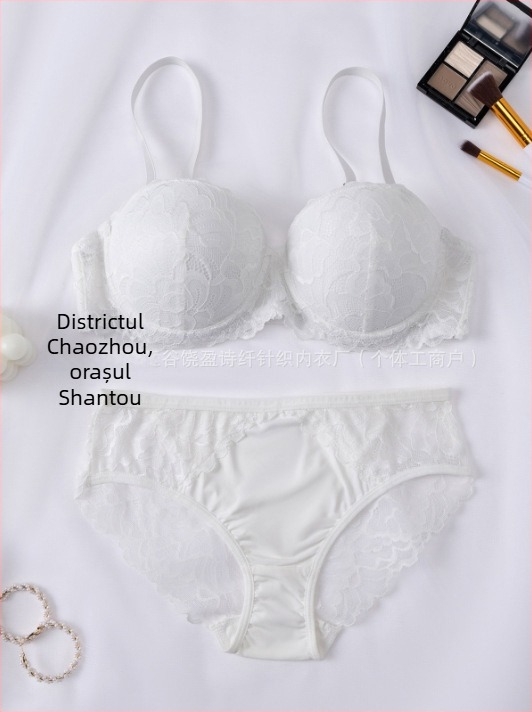 Set de sutiene și chiloți, confortabil, cupe nemodelate, push-up, din nylon cu căptușeală elastan