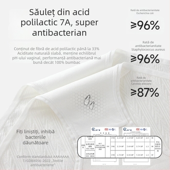 Chiloți din bumbac triunghi, cu inserție antibacteriană din acid polilactic, talie înaltă, croială amplă, plus size, fără cusături