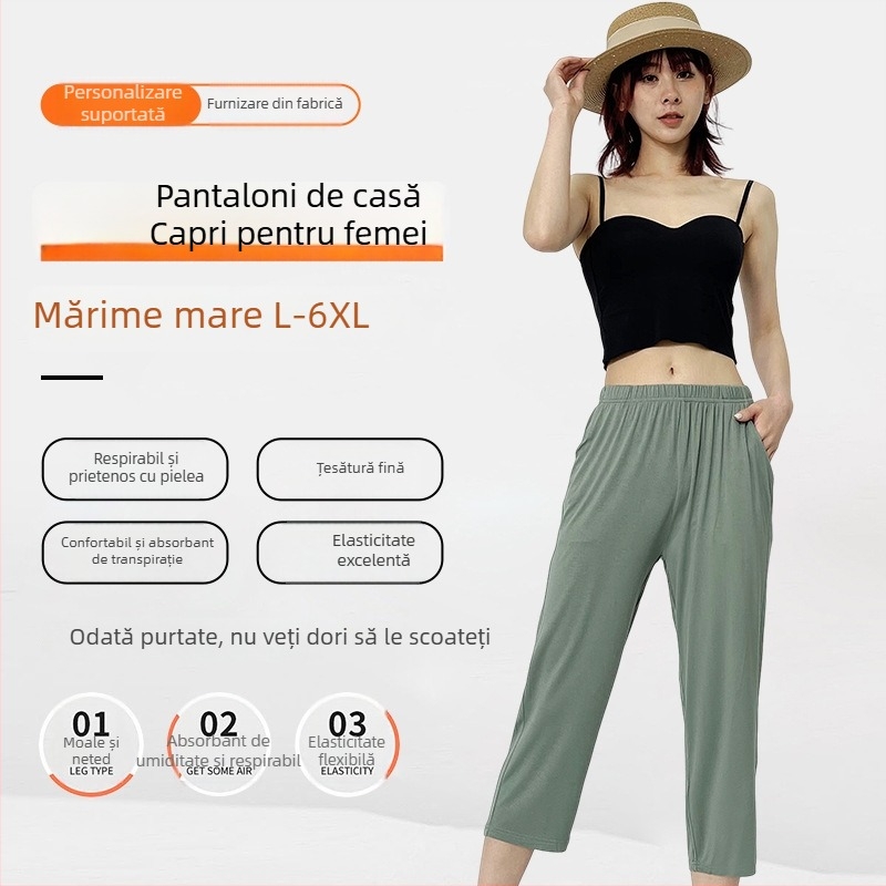 Pantaloni de casă din modal, lungime 7/8, subțiri și respirabili, croi lejer, cu atingere plăcută pielii