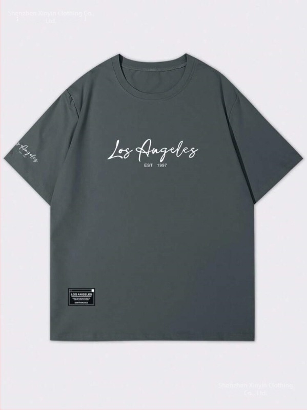 Manfinity LEGND Tricou bărbătesc din bumbac, imprimeu simplu cu logo, guler rotund, mâneci scurte