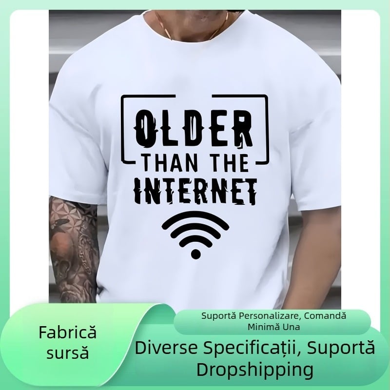 Tricou din bumbac, mărime europeană – design nou, imprimare creativă din seria sport, mâneci scurte, unisex