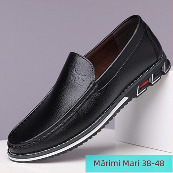KLKYKO Pantofi fără șireturi pentru bărbați, casual loafers, mărimi mari 38-48, din piele, confortabili pentru condus și purtare zilnică
