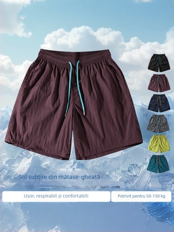 Șorturi de vară pentru bărbați din nailon, uscare rapidă, croială relaxată, respirabile, ușoare, cu șnur, plus size