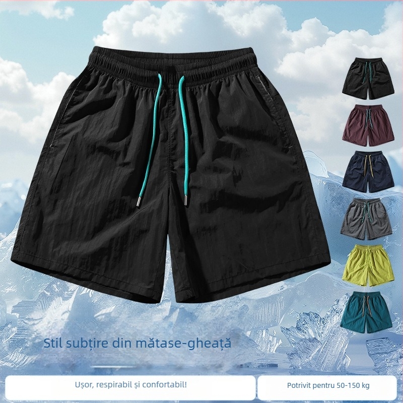 Șorturi de vară pentru bărbați din nailon, uscare rapidă, croială relaxată, respirabile, ușoare, cu șnur, plus size