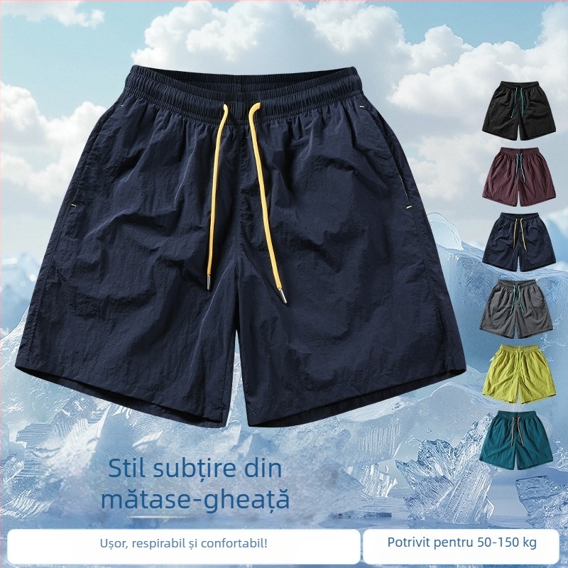 Șorturi de vară pentru bărbați din nailon, uscare rapidă, croială relaxată, respirabile, ușoare, cu șnur, plus size
