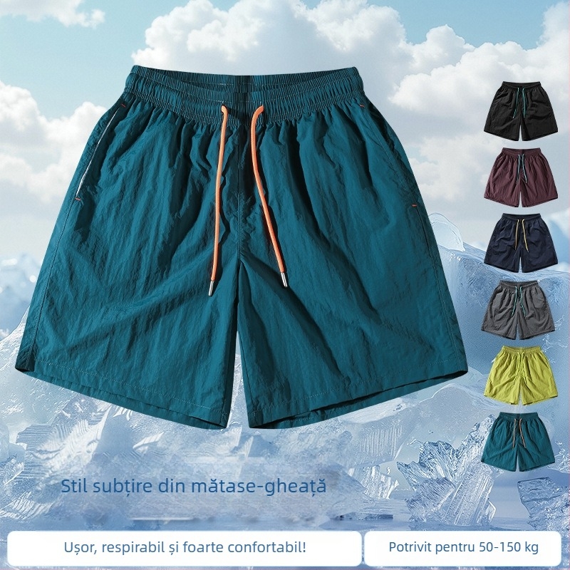 Șorturi de vară pentru bărbați din nailon, uscare rapidă, croială relaxată, respirabile, ușoare, cu șnur, plus size