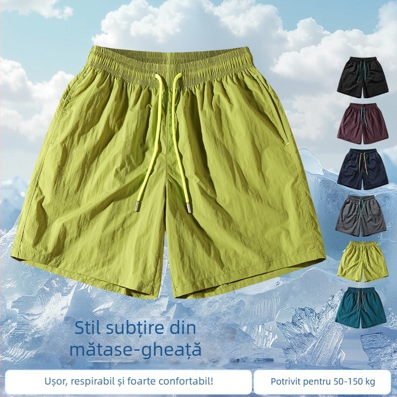 Șorturi de vară pentru bărbați din nailon, uscare rapidă, croială relaxată, respirabile, ușoare, cu șnur, plus size
