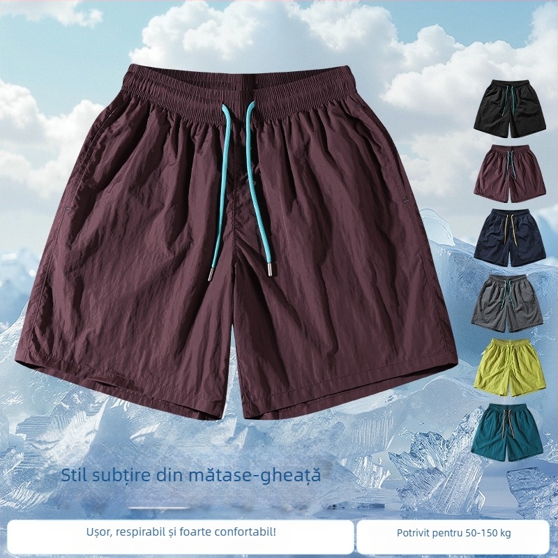 Șorturi de vară pentru bărbați din nailon, uscare rapidă, croială relaxată, respirabile, ușoare, cu șnur, plus size
