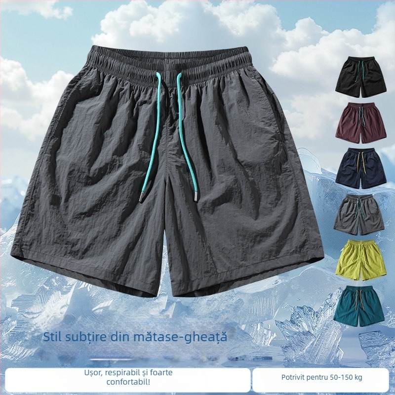 Șorturi de vară pentru bărbați din nailon, uscare rapidă, croială relaxată, respirabile, ușoare, cu șnur, plus size