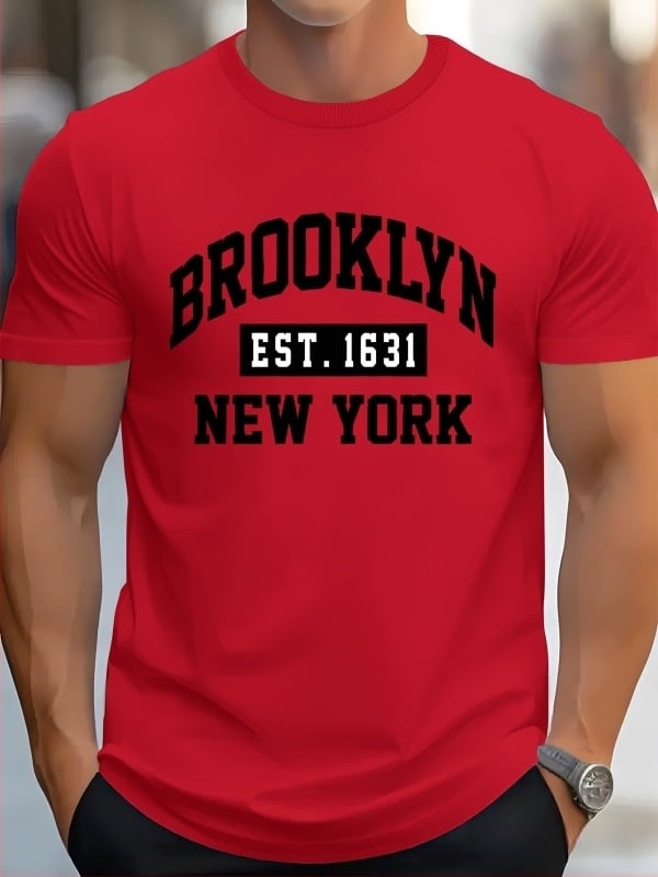 Tricou bărbați din bumbac, mâneci scurte, guler rotund, croială lejeră, imprimeu creativ