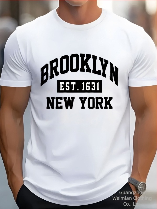 Tricou bărbați din bumbac, mâneci scurte, guler rotund, croială lejeră, imprimeu creativ
