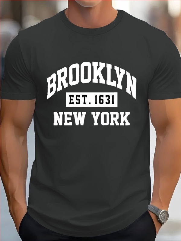 Tricou bărbați din bumbac, mâneci scurte, guler rotund, croială lejeră, imprimeu creativ